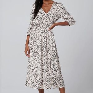 Saltwater Luxe Tommie midi dress v neck side slit long sleeves L